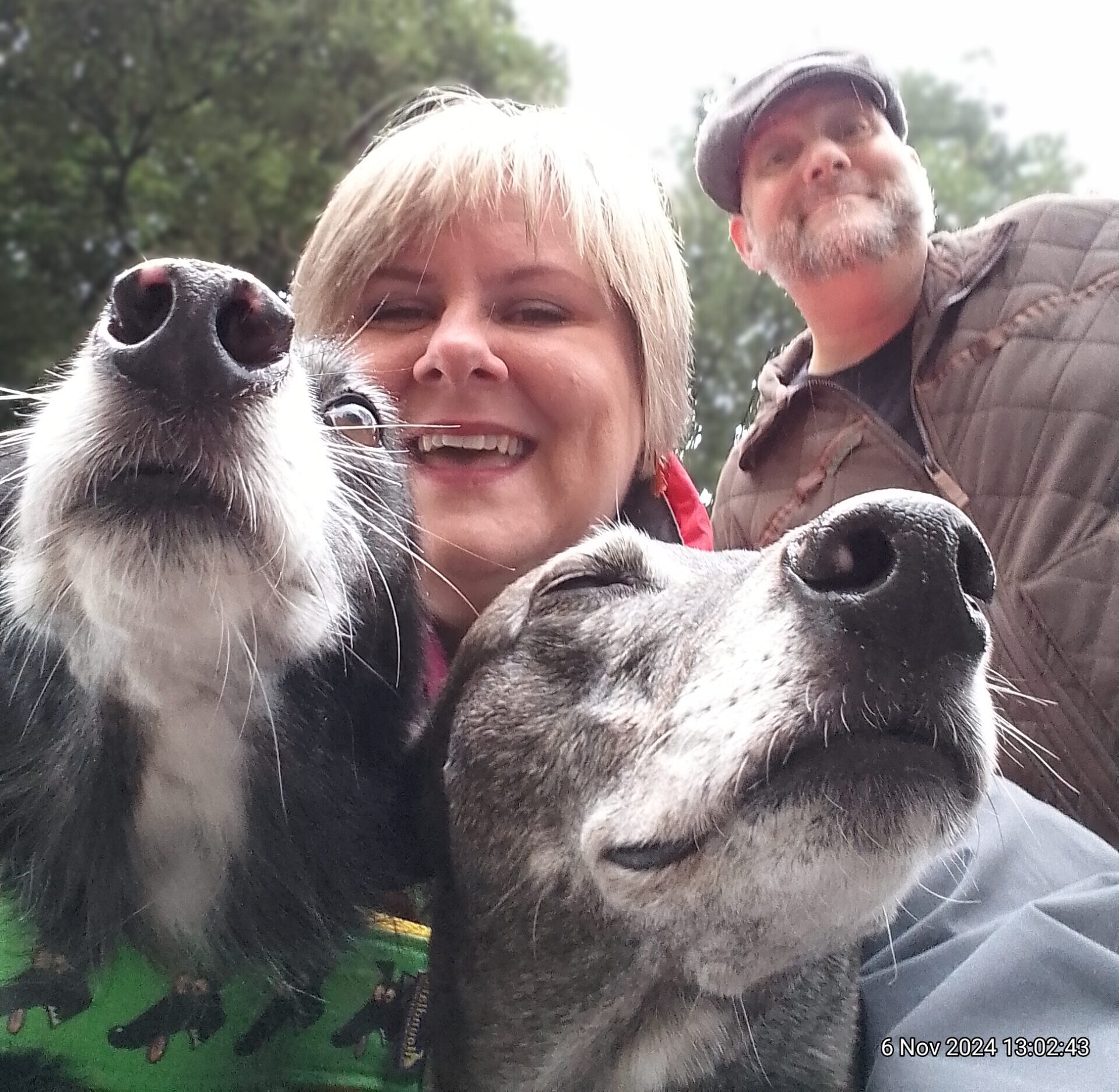 Phaedra, Mark, with Lurchers Tiva and Jack